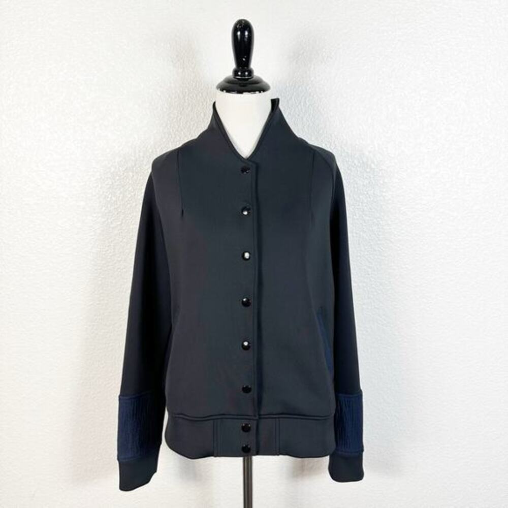 Garbe Luxe Women's Neoprene Bomber Jacket‎ in Black Navy Made in USA Size Small